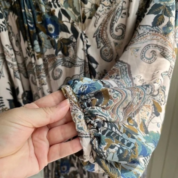 Free People Boho Floral Oversized V Neck Lined Short Dress Flowy, Size XS  S - Picture 3 of 11